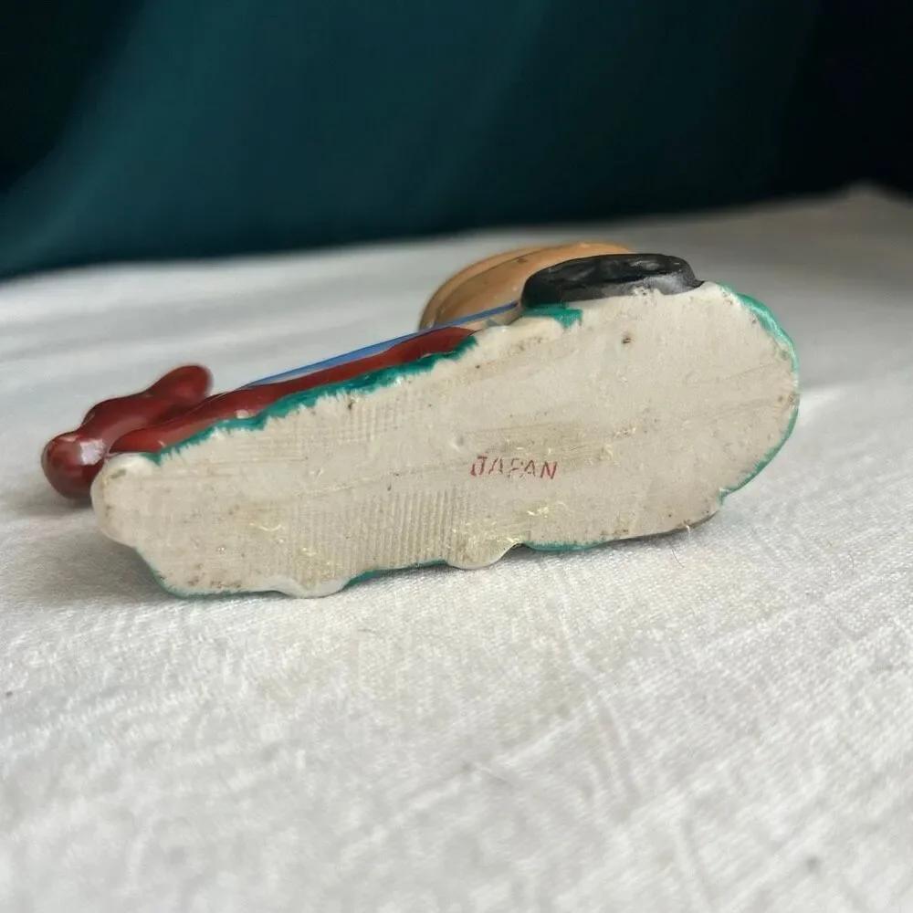 Vintage Ceramic Donkey Cart Flip Top Ash Holder Lusterware